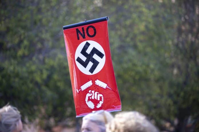 Anti-Covid passport demonstration: "It's a Nazi passport" Anti-Covid passport demonstration: "It's a Nazi passport"