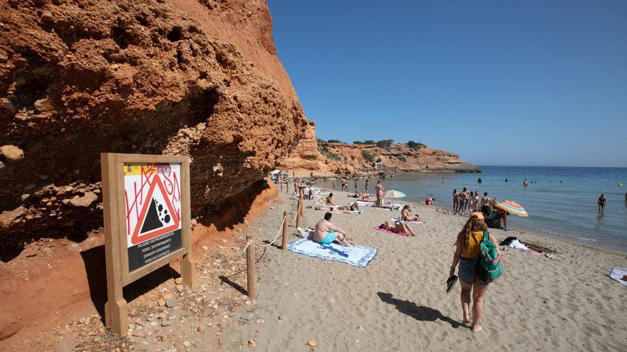 Rockslide on an Ibiza beach