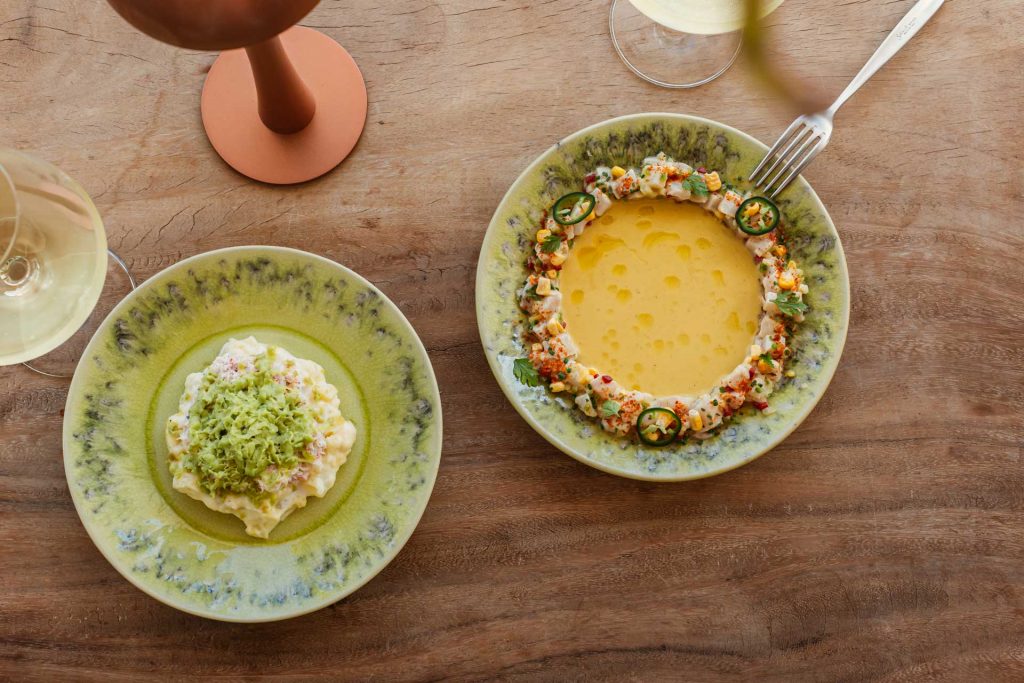 Yellow ceviche and crab salad.