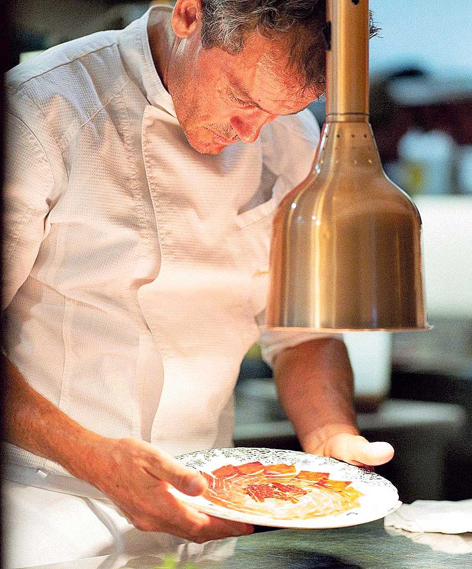 The chef Pau Barba in the kitchen at El Restaurante.