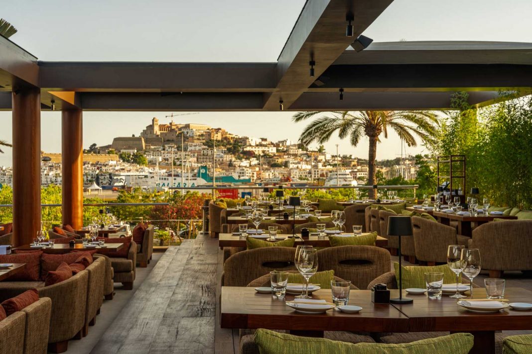 Spectacular panoramic view from the new restaurant Zuma located in the Ibiza Gran Hotel.
