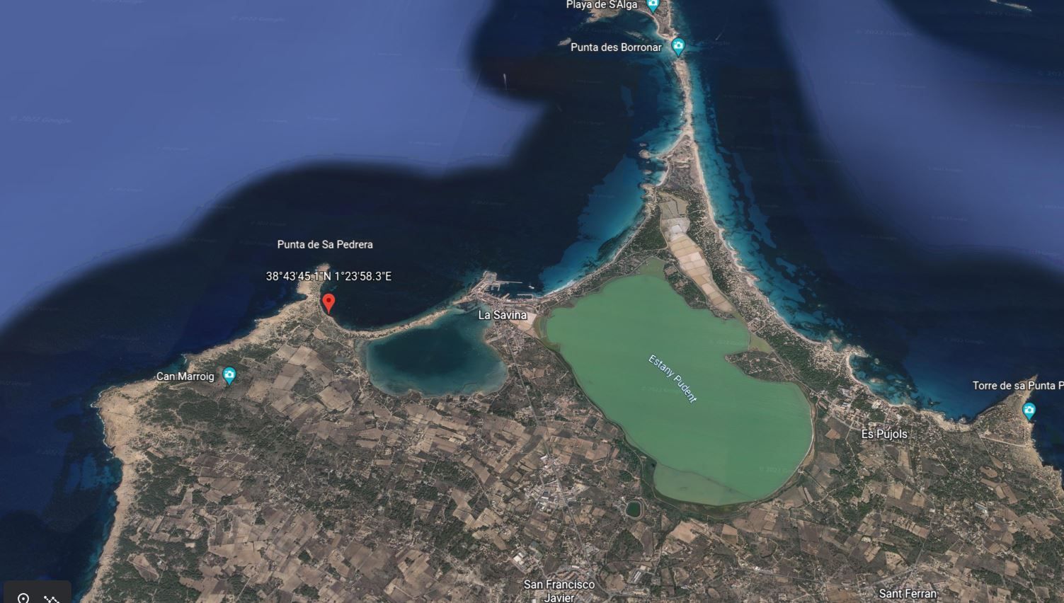 Punto donde ha tenido lugar el accidente marítimo de Formentera