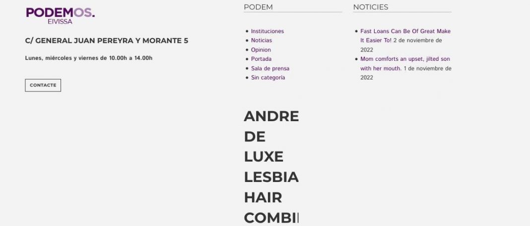 Podemos Ibiza's website hacked with with links to pornographic pages