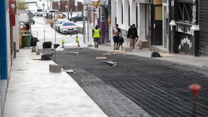 Sant Antoni paves West End's main street for Okuda's painting Sant Antoni paves West End's main street for Okuda's painting