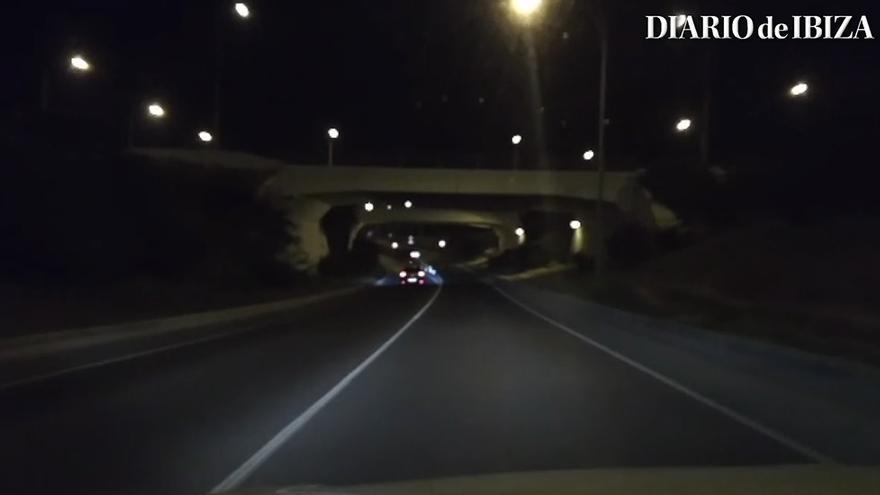 A car in the wrong direction, about to cause an accident on the road to Ibiza airport