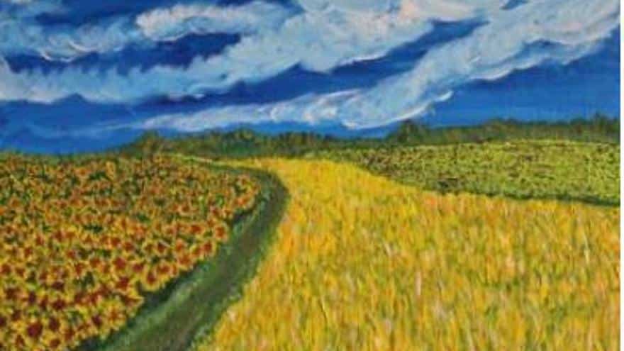 The painter F. Gochi exhibits his ‘Fields of Castile’ at Can Tixedó Art Café