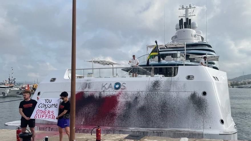Walmart heiress Nancy Walton’s megayacht in Ibiza is sprayed with paint