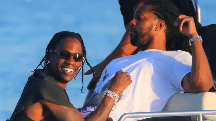 Rapper Travis Scott enjoys the Ibiza sea