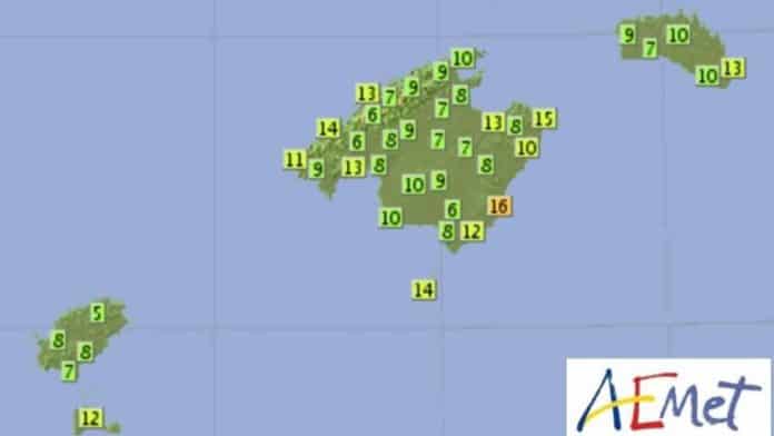 Plummeting of the minimum temperatures last weekend in Ibiza