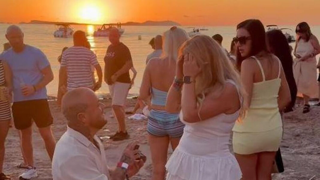 DJ proposes to his girlfriend during sunset in Ibiza