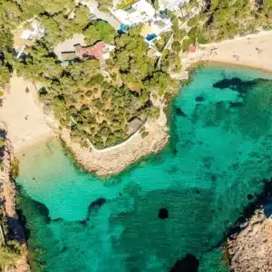 Cala Gració and Cala Gracioneta from the air.