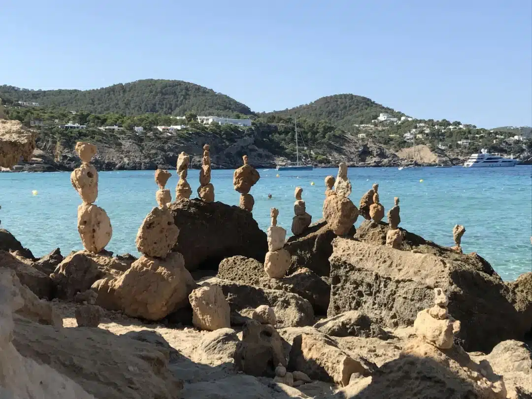 Ibiza beaches stone piles