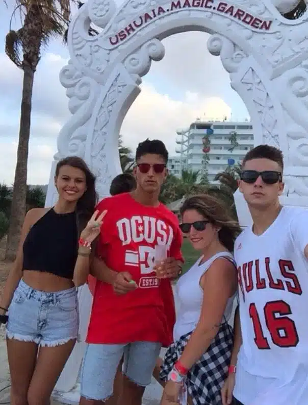 Andrea with her friends at Ushuaïa.