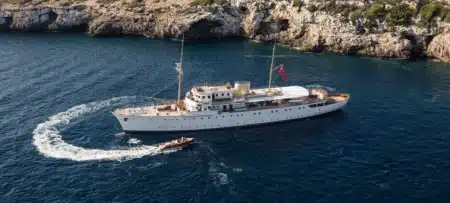 Discover the British war yacht turned party palace docked in Ibiza’s port