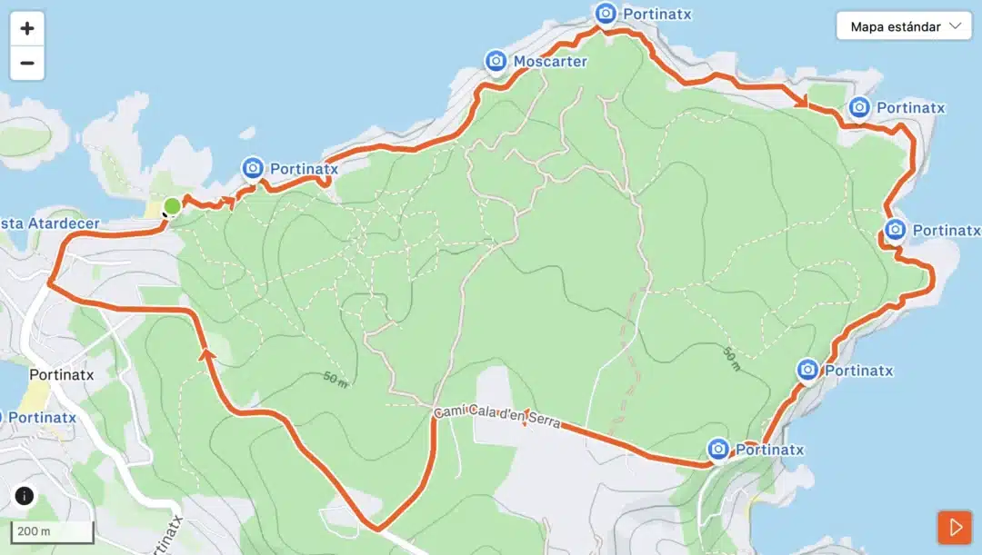 Hiking route from Portinatx to Faro des Moscarter