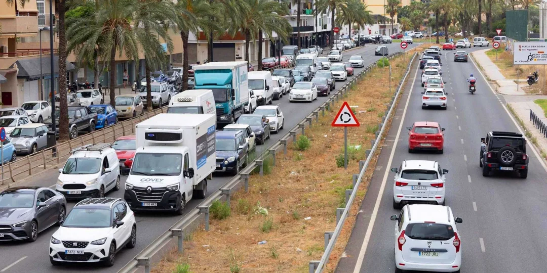 Traffic jam on the Ibiza ring road