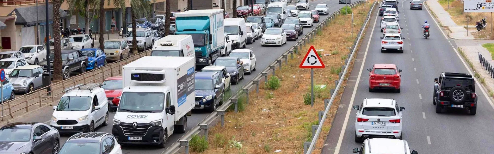 Traffic jam on the Ibiza ring road