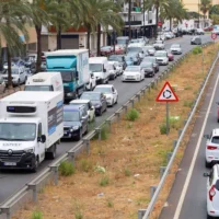 Traffic jam on the Ibiza ring road