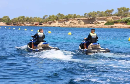 Sant Antoni Police Patrol Ibiza Beaches on Foot, Bikes and Jet Skis