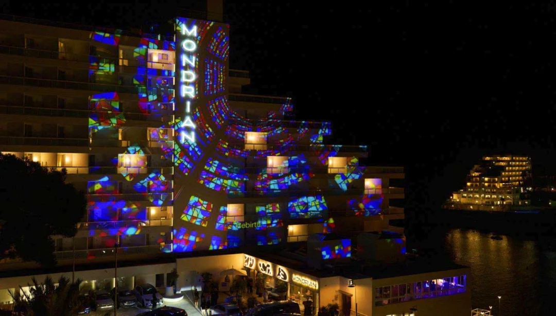The facade of Mondrian Ibiza during the ‘Lotus’ art exhibition a few weeks ago.