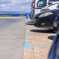 Formentera Blue Zone parking regulations in La Savina during winter.